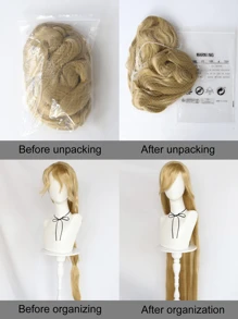Peluca larga recta de princesa rubia con flequillo, fibra sintética sin pegamento de 60 pulgadas, peluca de princesa para mujeres, cosplay anime, uso diario, fiestas de San Valentín y Halloween, escuela, carnaval, conciertos, vacaciones, fotografía, Comic Con, exposiciones, regalos de Acción de Gracias, decoraciones navideñas