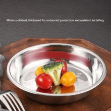 2pcs/6pcs High Quality Reusable Thick Stainless Steel Round Plates, Household Round Dish, Flat Plate, Tray, Soup Plate, Vegetable Plate, Round Plate, Fruit Plate, Barbecue Plate - Multicolor - View 7