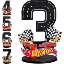Racecar Numbers 1-9 Center Piece Decorations, Racecar Themed 9th Birthday Party Supplies, Wooden 9 Year Old Birthday Table Decor, Photo Props For 3 Years Old Boy - Black - View 7