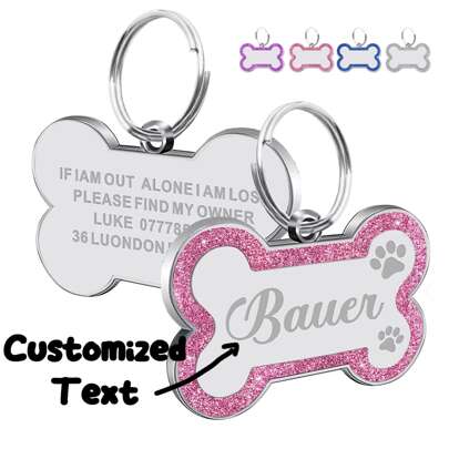 Custom Dog Tags Pendant, Personalised Cat Dog Puppy Pet ID Name Pendants, Collar Tag Pendant Pet Accessories Bone Glitter Pendant, Perfect Gift For Your Pet Ornamental,Sequins Stylish,Contracted,Cute,Cuties,Fashion,Colorful Unique,Customized Christmas Decor,Dog Name/ID Tags Personalized,Treasure Finds Ideal Gifts For Him Her,Family,Friends,Pet Lovers,Pet For Anniversaries,For Birthdays,For Christmas,For Housewarming,For Fall/Autumn/Winter