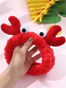 1pc/3pcs Cute Cartoon Crab Hair Band, Velvet Plush Hair Band With Big Eyes, Beauty Headband For Washing Face And Makeup. Back To School