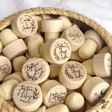 10pcs 30pcs 50pcs Personalized Wine Bottle Stopper Wedding Favors - Custom Bachelorette Favor, Bridal Shower Gift, Birthday & Baptism Favor, Multi-Functional, Durable, Ornamental, Reusable For Anniversaries, For Valentine's Day, For Mother's Day, For Birthdays, For Father's Day, For Graduation, For Weddings, For Housewarming,Delicate Romance - Wood Color 2.95*3.25cm - View 3