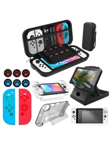 Switch Case & Accessories, 20 In 1 Switch & Oled Case Kit Including Screen Protector, Game Holder, Controller Case, OLED Cover, Protective Hard Carrying Bag For Extra Storage Or Travel
