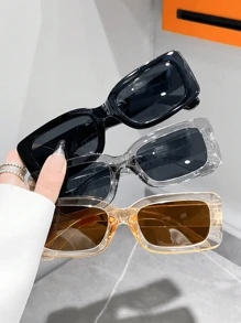 Conjunto de 3 piezas de gafas de montura cuadrada pequeña, versátiles, personalizadas, de fotografía callejera, de maquillaje sencillo
