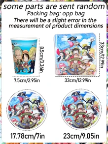 ONE PIECE 1 ensemble de décorations jetables pour fête d'anniversaire en papier : assiettes, mouchoirs, gobelets, nappes