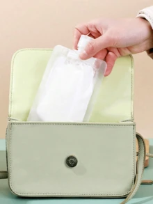 1pc 100ml White Refillable Flat Bag, Shampoo, Body Lotion Dispenser, Cosmetic Refillable Pouch, Portable Travel Bottle, Bathroom Liquid Dispenser, Outdoor Bottle Settravel Essentials Travel Accessories Travel Bag For Vacation Holiday Back To School School Stuff Packing Cubes Dorm Room Essentials College - White - View 7