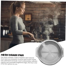 Juego de cesta de sartén de acero inoxidable con bandeja antigoteo - Colador antiadherente y fácil de limpiar, usado para hornear, freír alimentos y verduras, accesorios de cocina, un regalo imprescindible para chefs en el hogar, almacenamiento ahorrador de espacio para organizadores de cocina, idea de regalo de cocina navideña