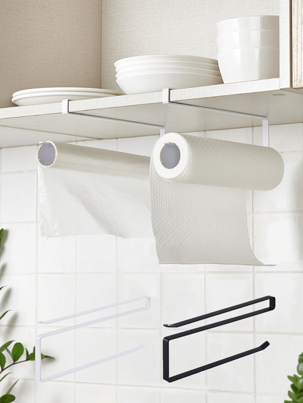 1 Porta rotolo di carta da cucina, supporto da cucina senza perforazioni, porta rotolo di carta montato a parete per cucina, bagno, armadi