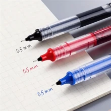 10 Quick Drying Liquid Gel Ink Ballpoint Pens, Straight Cylinder Liquid Ballpoint Pens 0.5mm Black Blue Red Ink, Suitable For Schools, Offices And Writing Supplies