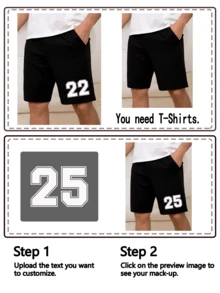 Customizable Text Men's Summer Sports Shorts, Input Your Text/Blessing/Logo/Funny Quote, Personalized Summer Sports Shorts, Gift For Him, Anniversaries, Valentine's Day/Birthday/Party/Music Festival Occasion, Corporate Culture Tee, Family Gathering, Non-Profit Team Uniform, Men's Summer Bottoms - Black - View 4