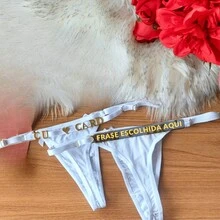 Personalized Panties Sexy Thong With Phrase Name Gold Letters Women's Lingerie Panties Immediate Shipping Romantic-French Funny Mesh Fabric Cool Breathable Elastic Simple Letter Panties Mid-Rise Boyfriend Gift - 白色 - 查看 1