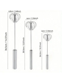 1 pièce Outil de mélange rotatif semi-automatique pour gâteau DIY. Mélangeur semi-automatique en acier inoxydable, outil multifonction pour le ménage, convient pour fouetter, mousseur à lait, mélangeur à pression manuelle