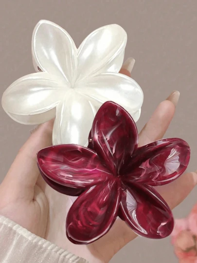 1/2/6pcs Acrylic Flower Design Oversized Hair Claws, Elegant Sophisticated Personalized Hair Clip Accessories For Women, Versatile Daily Wear Fall Winter Claw Clip Hair Accessories For Women For Vacation Outfits Woman