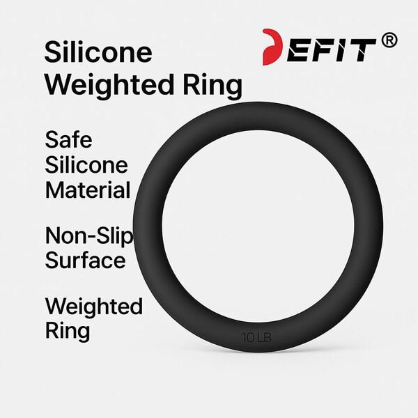 DEFIT Silicone Weighted Yoga Ring – 5LB / 10LB Fitness Circle For Strength Training, Smooth Surface Grip, Home Gym Equipment