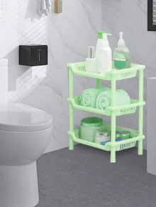 1pc Desktop Storage Rack, Three-Layer Bathroom Plastic Bathroom Storage Rack, Household Living Room Debris Storage Rack, Cosmetic Storage Rack, Suitable For A Variety Of Situations - Multicolor - View 8