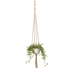 1个 - 手工编织植物吊篮，室内外皆可使用，黄麻棕色绳子和珠子编织而成，多层设计，适合室内悬挂装饰，波西米亚风格家居花园装饰，阳台、露台、花园、门廊装饰 - 棕色 - 查看 16