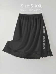 QING ROU Half Slips For Women Underskirt Short Mini Skirt With Floral Lace Trim - Black - View 1