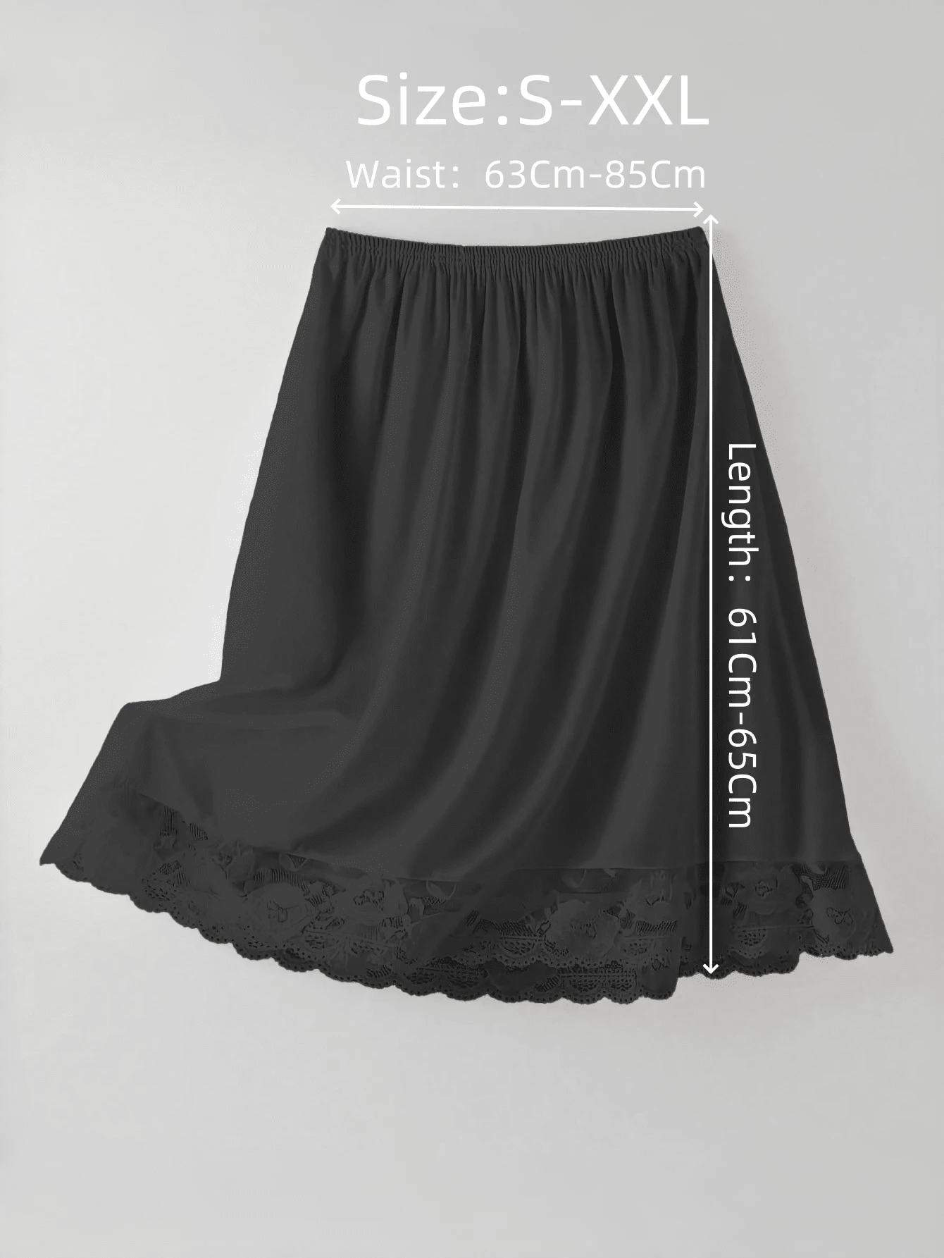 QING ROU Half Slips For Women Underskirt Short Mini Skirt With Floral Lace Trim - Black - View 1