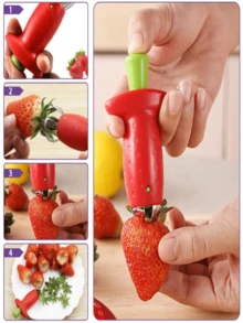 [Kitchen Tool - New Creative] 1pc Easy-To-Use Stainless Steel Strawberry Huller & Pineapple Corer, Effortlessly Removes Stems, Strawberry Skin & Pineapple Core, Creative Kitchen Tool, Stainless Steel Strawberry & Pineapple Corer - Easy-To-Use Kitchen Tool, Portable Outdoor Tool, Essential For Home, Picnic, Camping & Party, Fruit Cleaning Tool | Fashionable Kitchen Tool, Durable Kitchenware, Random Color And Style - Multicolor - View 6