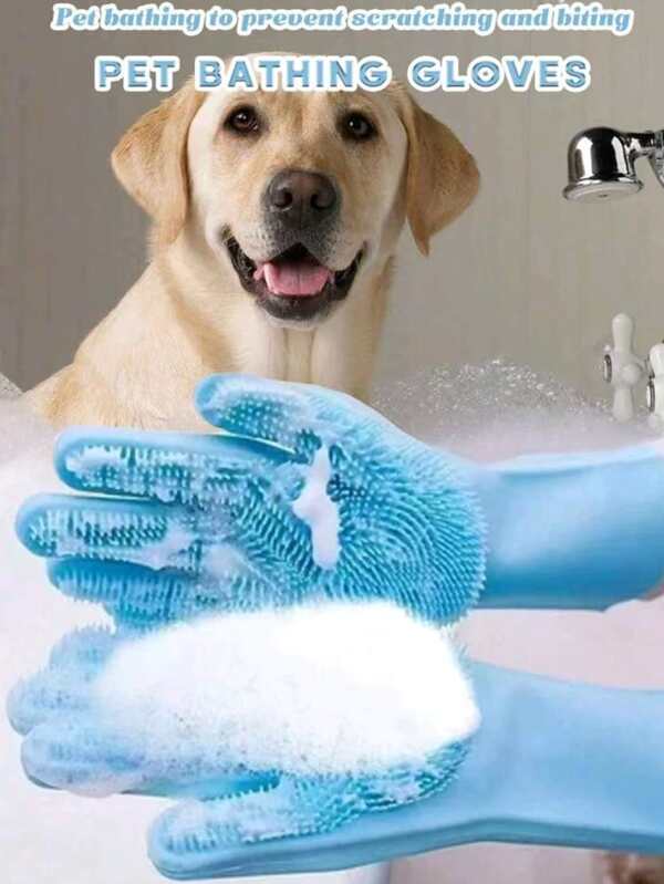 1 Coppia Di Guanti Da Toeletta Per Animali Domestici, Guanti Per Shampoo Per Cani E Gatti, Spugna Detergente Per Piatti, Guanti Rimovibili Per Capelli In Silicone