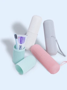 1/2pcs Collapsible Portable Travel Mouthwash Cup, Toothbrush & Toothpaste Storage Box, Compact Travel Camping Toothbrush Cup, Multifunctional Travel Facial Cleanser Set, Essential Travel Toiletries, Beach Holiday & School Trip Organizer, Home Bathroom Decor With 4 Colors Available
