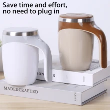 不锈钢电动咖啡杯，内置磁力搅拌器，便携式旅行杯，适用于咖啡/茶/热巧克力/牛奶，非常适合办公室/厨房/家庭使用，也适合圣诞节/万圣节/礼物 - 彩色 - 查看 4