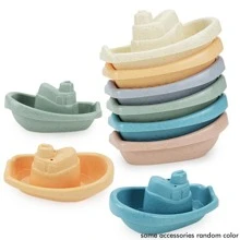 6 szt. Łazienka dla dzieci Kolor tęczy Łódka do układania w stosy Gra wodna Układanie zabawek, Zabawki do kąpieli dla dzieci, Zabawki do układania dla maluchów, Prezent urodzinowy dla dziecka w wieku 0-3 lat Zabawki dla dzieci