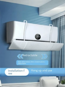 1pc Air Conditioner Wind Deflector, Extendable Air Conditioning Airflow Blocker. Universal Hanging Design, No Installation Required, Prevents Direct Airflow, Highly Efficient Wind Shield, Simple And Easy To Use, Durable ABS Material. Suitable For Home, Bedroom, Dormitory And Office. - White - View 2