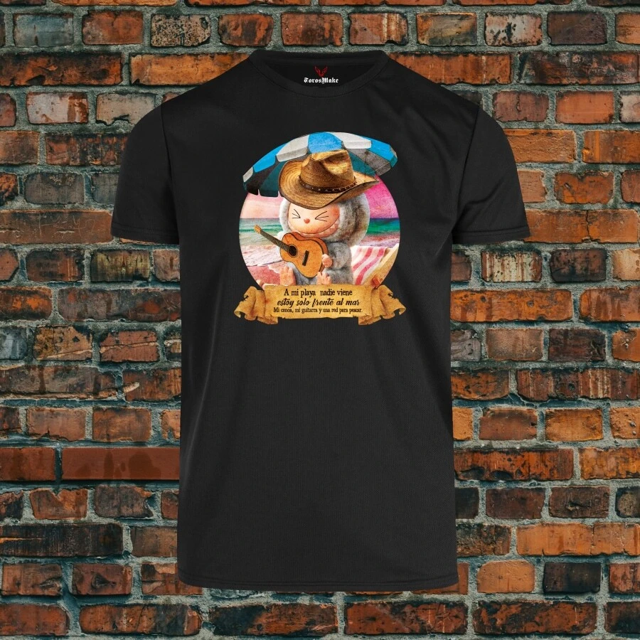 Playera muñeco labuvu Norteño Playa  Estilo universitario informal  Estilo casual-minimalista  Casual-Básico    Verano  Primavera/Otoño  Todo  Regular - Negro - Ver 1