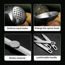 4件/1件不锈钢厚柄厨房汤勺、滤勺、火锅滤勺