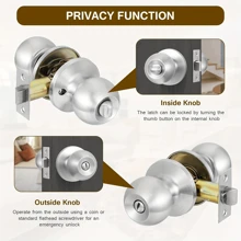 1pc High-Quality Round Knob Door Lock Set - Key Entry, Adjustable Latch Lock, Anti Pry Protective Cover, Solid Brass Lock Core, Suitable For Thickness 45-65mm