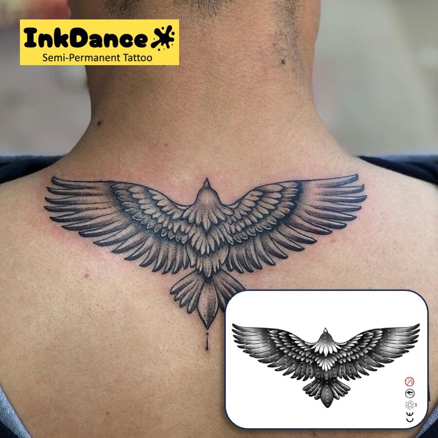 1 Kit Eagle Revolutionary Technology Tattoos, Semi-Permanent Tattoos, Angel, Temporary Tattoos, Fake Tattoos, Water-Resistant, Authentic Tattoo Look, Plant-Based, Tattoo, D158