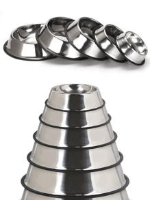 1pc Pet Stainless Steel Food Bowl, Anti-Spill & Anti-Skid Silver Stainless Steel Dog Bowl, Easy-Clean Cat Feeding Bowls, Multiple Styles And Sizes Available (Diameter: 15cm, 18cm, 22cm), Pet Feeding Supplies