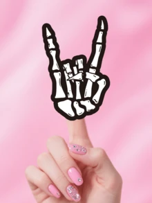 1pc Rock Skeleton Sticker, Skeleton Sticker, Rock And Roll Sticker, Skeleton Hand Sticker, Laptop Sticker, Water Bottle Sticker,Getting Old Joke, Funny Graphic Sticker, Funny Meme, Gifts For Her, Birthday Gifts, Halloween Stickers Back To School - Black - View 6