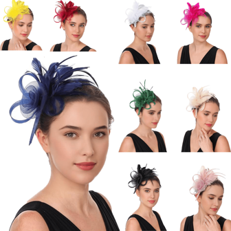 1pc Fascinators Headband With Feather Women's Tea Party Hat For Kentucky Derby Hats Cocktail Wedding Bridal Fascinators Headband Clip For Women Girl Birthday Mother's Day Halloween Christmas Gift Mini Hats Tiny Hats Mini Top Hat Mini Cap ,Hair Accessories, Gifts