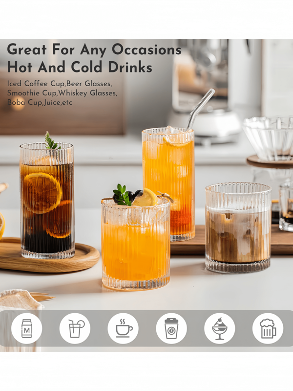1 copo longo para bebidas, copo de coquetel, copo de suco, copo para bebidas, padrão vertical, copo de sensação da Internet, copo de água, copo de vidro listrado