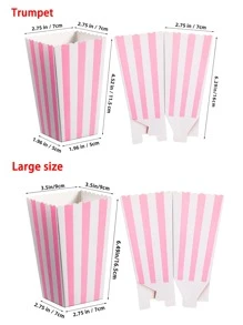 20/10/5pcs Striped Popcorn Paper Boxes, Party Favor Bags, Candy Boxes For Birthday Party, Snacks Containers For Movie Theatre, Popcorn, Fries, Chicken Nuggets Back To School