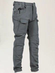 Men's Winter Soft Shell Fleece - Lined Charging Pants - Windproof, Waterproof & Thickened For Outdoor & Mountaineering - 02 - 查看 1