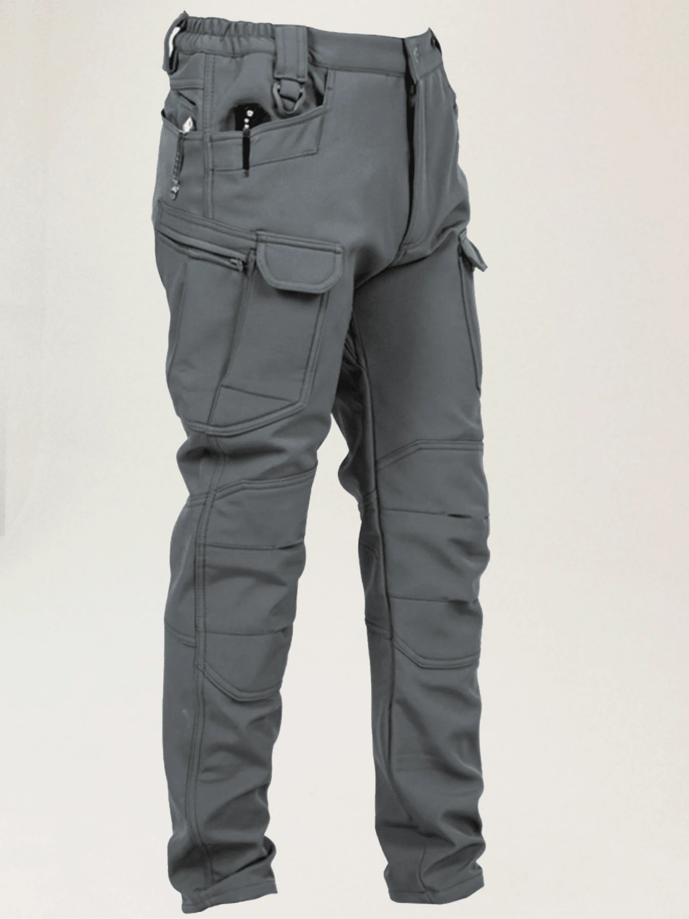 Men's Winter Soft Shell Fleece - Lined Charging Pants - Windproof, Waterproof & Thickened For Outdoor & Mountaineering - 02 - 查看 1