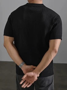 Men's Summer Ribbed Knit Short Sleeve T-Shirt