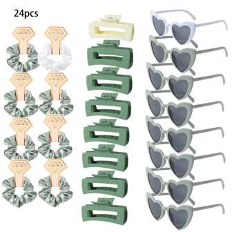 Set de 6 diademas de satén para damas de honor + 6 gafas de sol, regalo para la novia, regalo para las damas de honor, favor de la fiesta de bodas, Navidad, accesorios para fotos de fiesta de Año Nuevo