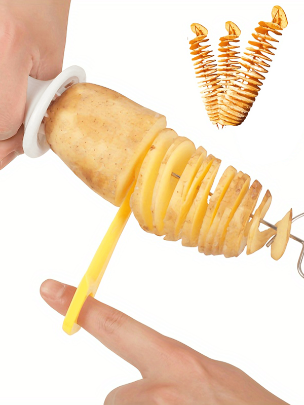 4pcs Portable Camping Potato Barbecue Skewers Potato Chip Machine Potato Slicer Potato Spiral Knife Barbecue Tool Kitchen Accessories Are Very Suitable For Outdoor Barbecue, Family Picnics Camping, Kitchen Supplies