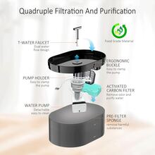 2.2升自动猫咪饮水机，配备超静音水泵和活性炭过滤器，适用于猫、狗及多只宠物（黑色，2.2升） - 彩色 - 查看 10