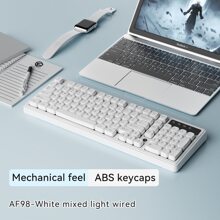 AJAZZ AF98 Kabelgebundene Tastatur mit mechanischem Gefühl, gemischte RGB-Hintergrundbeleuchtung, lange Lebensdauer, Mehrfarbig, Büro-Computer-Tastatur 98 mit Lautstärkeregler