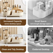 360° Rotating Vanity Makeup Organizer With Brush Holder, Large Capacity Rotating Makeup Storage Space For Skincare, Perfume And Lotion - Multicolor - View 5