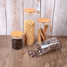 玻璃密封罐，圆形厨房食品储存容器，带夹盖，微波炉和冰箱，适用于香料、谷物、茶 - 方便取用，厨房储物罐玻璃管适用于厨房，方便储存和整理 - 彩色 - 查看 4