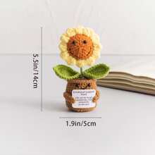1 pieza de Flor artificial de ganchillo hecha a mano con maceta, decoración de flor de hilo sintético adecuada como regalo para el Día de la Madre, aniversario, cumpleaños, Día de San Valentín o como decoración de escritorio en casa u oficina para mamá, amigas o novia, Día de San Valentín, regalo