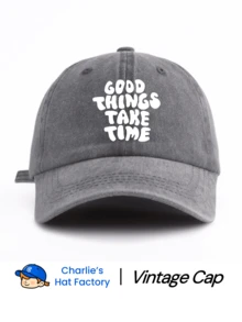 1 件 GOOD THINGS TAKES TIME 印花水洗棒球帽，经典时尚柔软吸汗带可调节尺寸轻质防晒多功能经典帽，适合户外运动足球比赛日常穿着派对度假送给朋友和家人的完美礼物