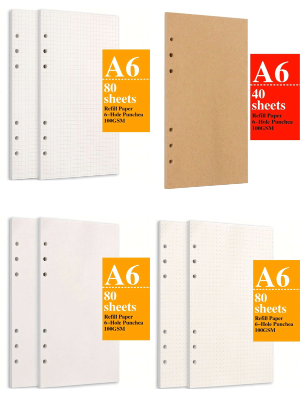 40/45/80/82 feuilles de recharge A6, papier de recharge épais 6 trous, feuilles détachées pour classeur à 6 anneaux, journal, cahier, 40/80 feuilles de recharge, recharges de journal A6, papier kraft pour classeur et agenda de budget A6, 82 feuilles de recharge de planificateur mensuel hebdomadaire 6 trous, feuilles de budget, suivi des dépenses, parfait pour Filofax, remplissez votre plan budgétaire et vos dépenses réelles, planifier votre emploi du temps et vos tâches à faire