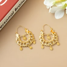 时尚新娘耳环，奢华刺猬形金吊坠耳环